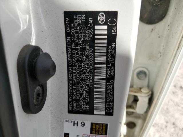 JTDKARFU7K3083870 - 2019 TOYOTA PRIUS Beyaz fotoğraf 12