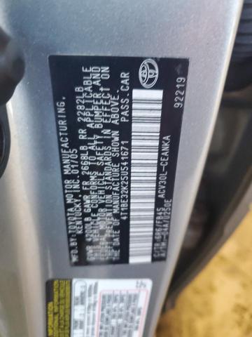4T1BE32K25U541671 - 2005 TOYOTA CAMRY LE SILVER photo 12