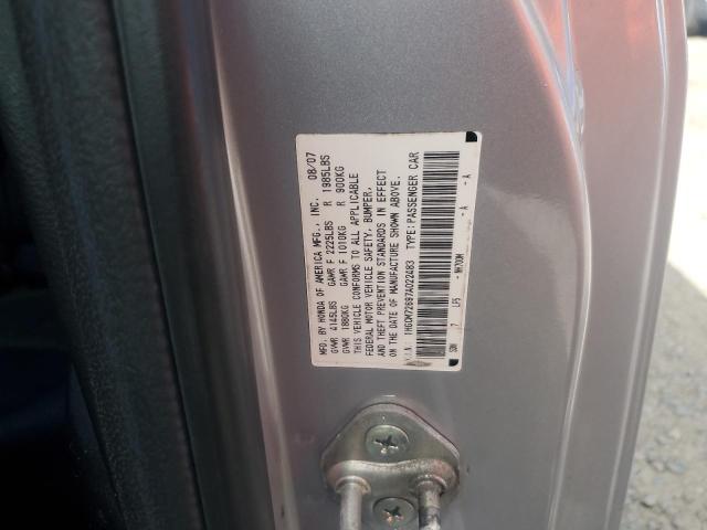 1HGCM72697A022483 - 2007 HONDA ACCORD EX Argent photo 12