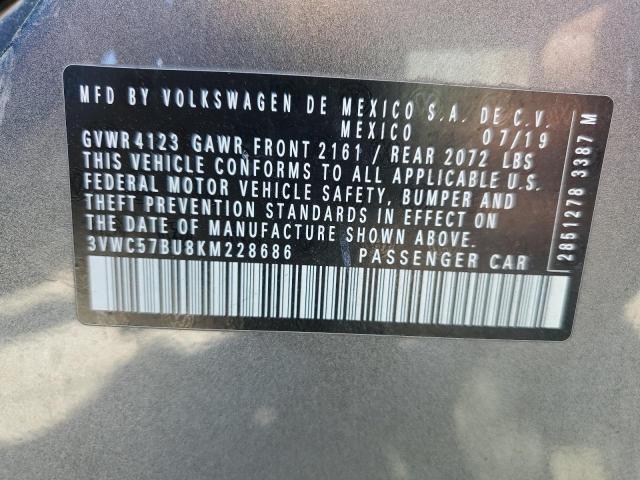 3VWC57BU8KM228686 - 2019 VOLKSWAGEN JETTA S GRAY photo 13