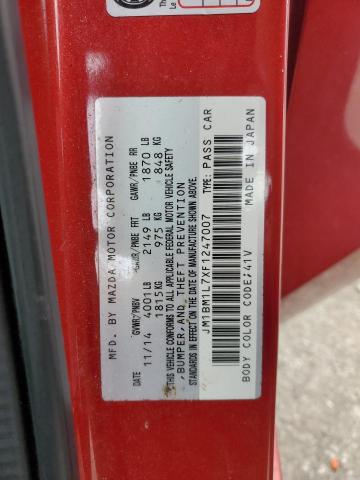 JM1BM1L7XF1247007 - 2015 MAZDA 3 TOURING წითელი ფოტო 12