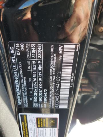 4JGDA5JB2FA440912 - 2015 MERCEDES-BENZ ML 350 შავი ფოტო 12