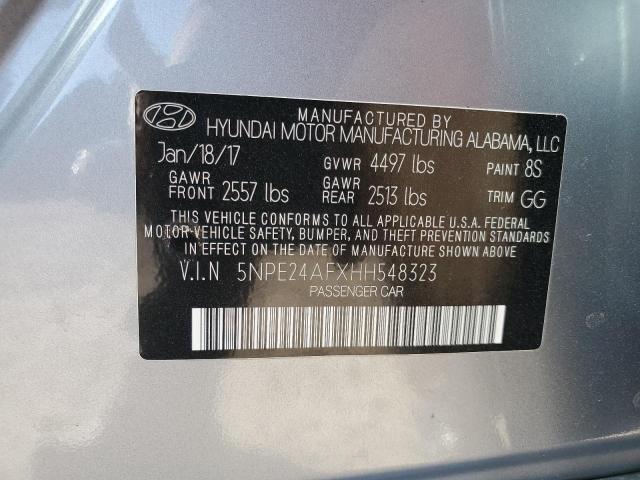 5NPE24AFXHH548323 - 2017 HYUNDAI SONATA SE SILVER photo 12