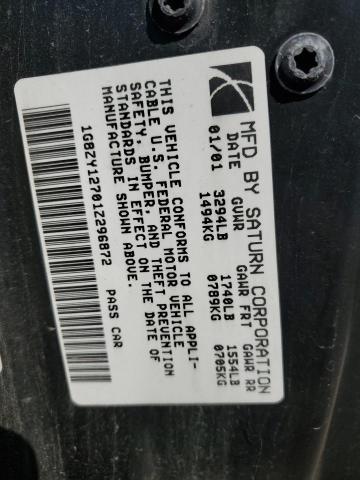 1G8ZY12701Z296872 - 2001 SATURN SC2 Czerwony zdjęcie 12