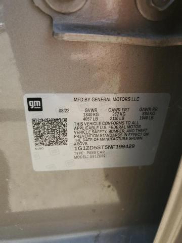 1G1ZD5ST5NF199429 - 2022 CHEVROLET MALIBU LT 棕色 照片 12