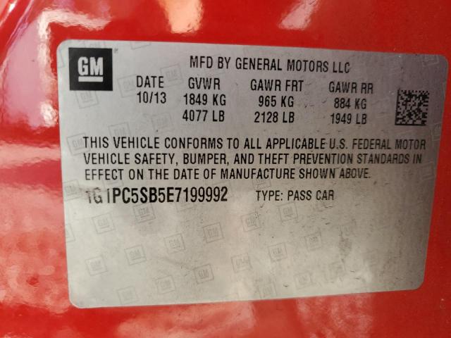 1G1PC5SB5E7199992 - 2014 CHEVROLET CRUZE LT RED photo 12