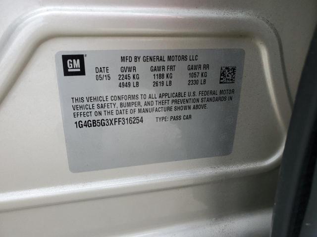 1G4GB5G3XFF316254 - 2015 BUICK LACROSSE 棕色 照片 12