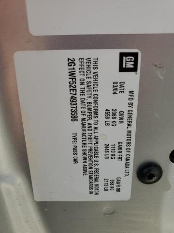 2G1WF52E749373586 - 2004 CHEVROLET IMPALA SILVER photo 12