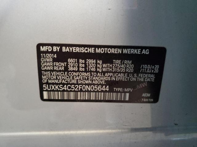 5UXKS4C52F0N05644 - 2015 BMW X5 XDRIVE35D SILVER photo 13
