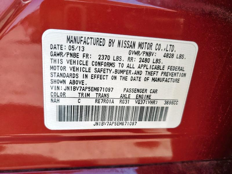 JN1BV7AP5EM671097 - 2014 INFINITI Q50 BASE RED photo 12