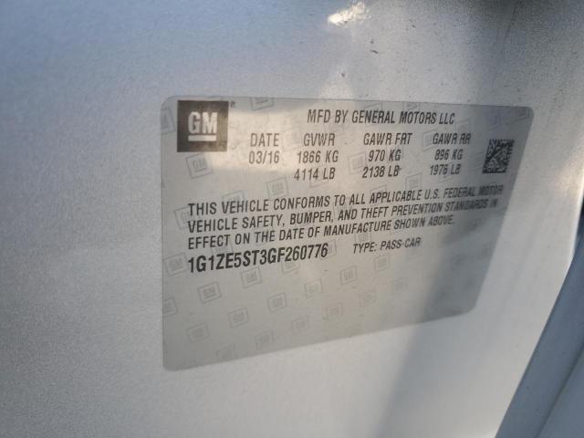 1G1ZE5ST3GF260776 - 2016 CHEVROLET MALIBU LT SILVER photo 12