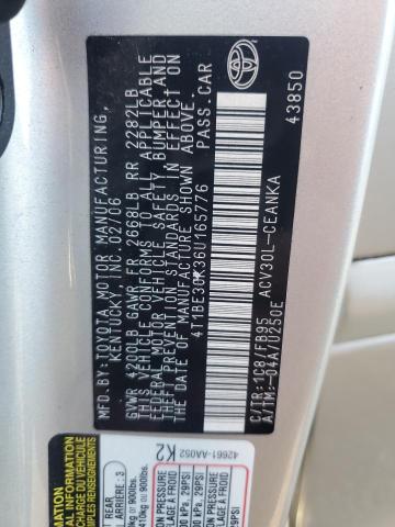 4T1BE30K36U165776 - 2006 TOYOTA CAMRY LE SILVER photo 12