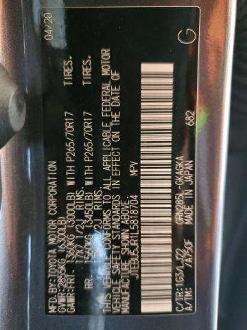 JTEBU5JR1L5818704 - 2020 TOYOTA 4RUNNER SR5/SR5 PREMIUM GRAY photo 13