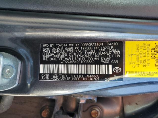 JTKKU4B40A1003862 - 2010 TOYOTA SCION XD GRAY photo 12