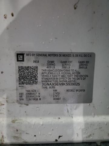 3GNAXSEV9KS539025 - 2019 CHEVROLET EQUINOX LS WHITE photo 13