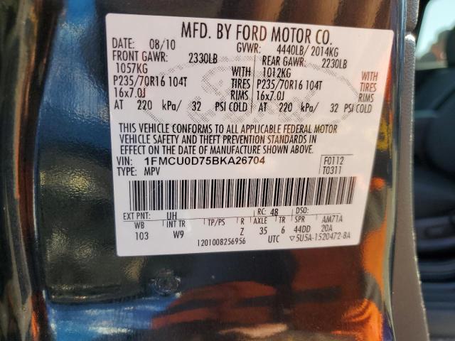 1FMCU0D75BKA26704 - 2011 FORD ESCAPE XLT BLACK photo 12