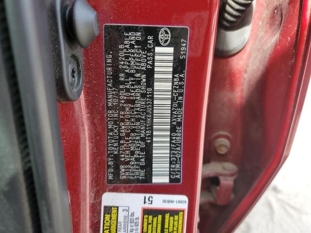 4T1B11HK6JU537110 - 2018 TOYOTA CAMRY L მუქწითელი ფოტო 12