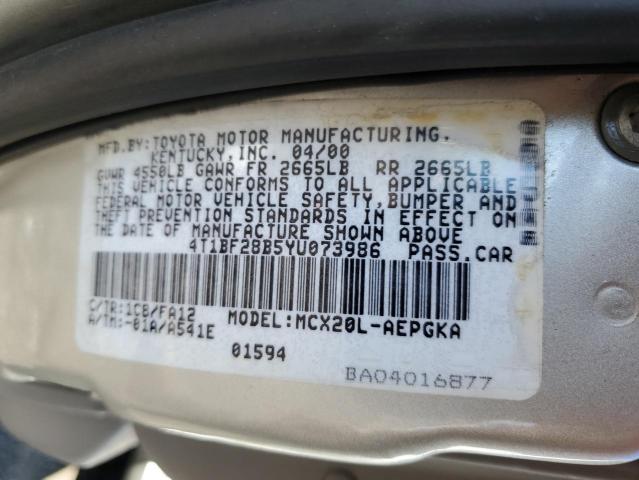 4T1BF28B5YU073986 - 2000 TOYOTA AVALON XL SILVER photo 13