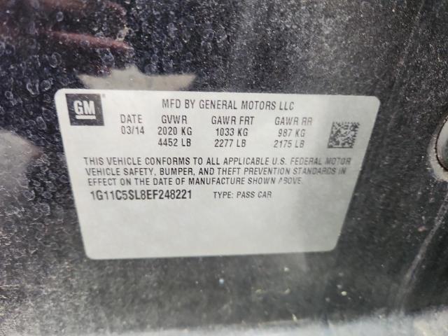 1G11C5SL8EF248221 - 2014 CHEVROLET MALIBU 1LT BLACK photo 12