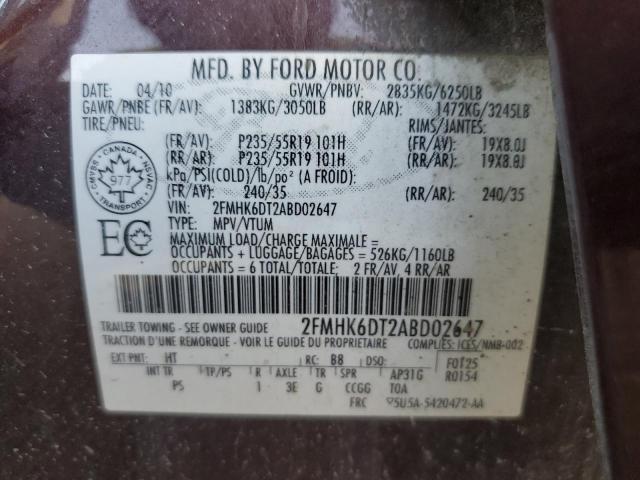 2FMHK6DT2ABD02647 - 2010 FORD FLEX LIMITED بني صورة 13