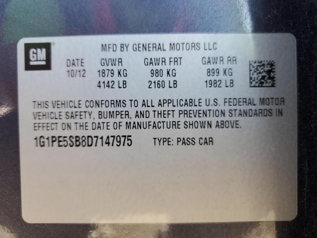 1G1PE5SB8D7147975 - 2013 CHEVROLET CRUZE LT BLUE photo 13