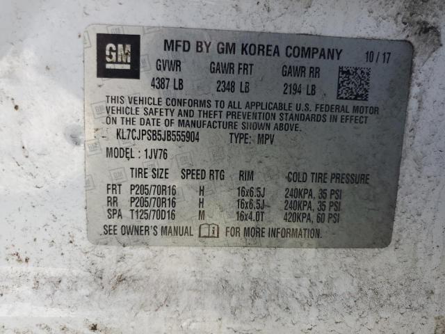 KL7CJPSB5JB555904 - 2018 CHEVROLET TRAX 1LT 白色 照片 13