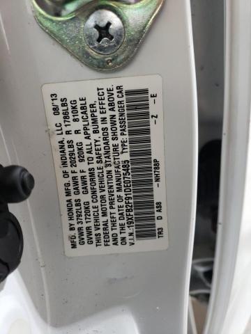 19XFB2F91DE075485 - 2013 HONDA CIVIC EXL WHITE photo 12