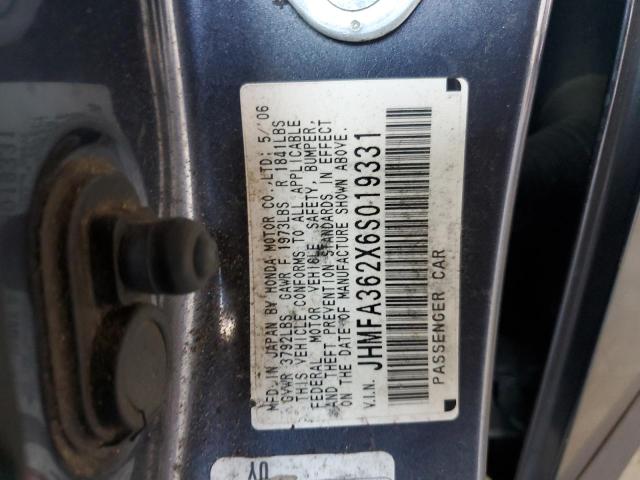JHMFA362X6S019331 - 2006 HONDA CIVIC HYBRID GRAY photo 13