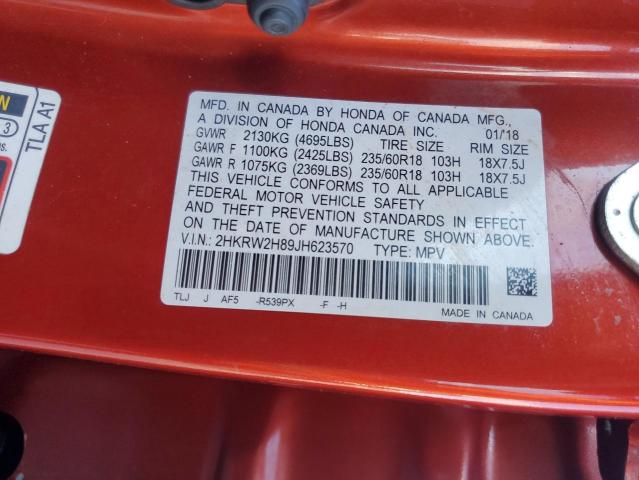 2HKRW2H89JH623570 - 2018 HONDA CR-V EXL Rouge photo 13