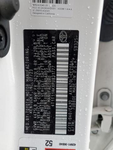 4T1T11AKXPU831777 - 2023 TOYOTA CAMRY SE NIGHT SHADE WHITE photo 12