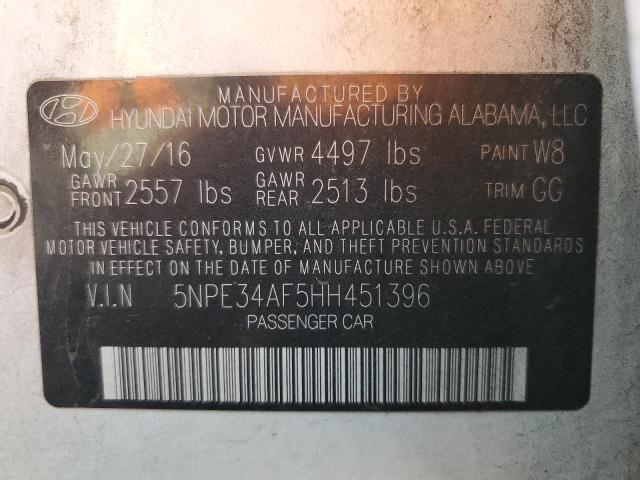 5NPE34AF5HH451396 - 2017 HYUNDAI SONATA SPORT თეთრი ფოტო 12