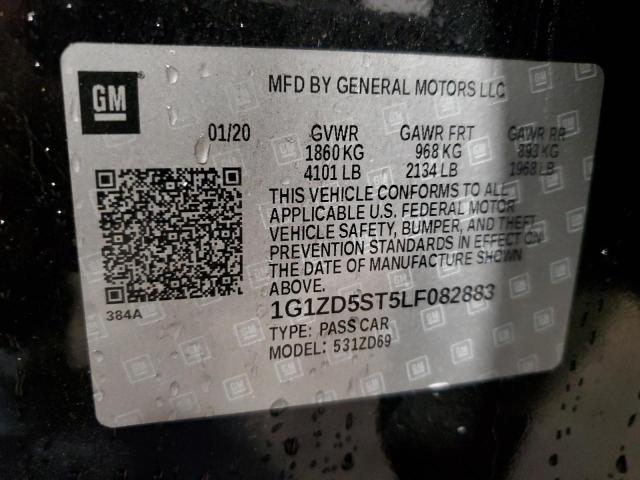 1G1ZD5ST5LF082883 - 2020 CHEVROLET MALIBU LT 黑色 照片 12