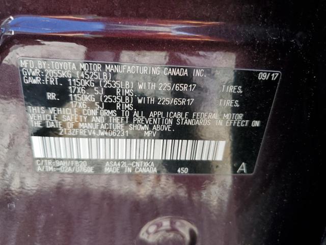 2T3ZFREV4JW406231 - 2018 TOYOTA RAV4 LE Fioletowy zdjęcie 13