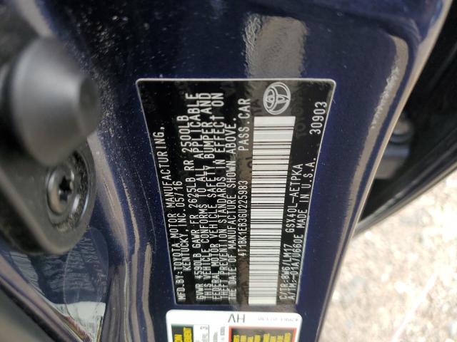 4T1BK1EB3GU225983 - 2016 TOYOTA AVALON XLE BLUE photo 12