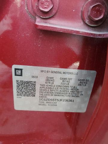 1G1ZD5ST5JF236361 - 2018 CHEVROLET MALIBU LT Կարմիր լուսանկար 12
