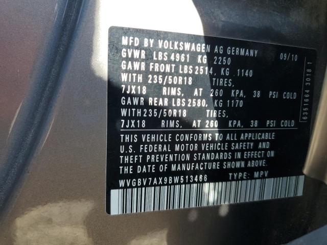WVGBV7AX9BW513466 - 2011 VOLKSWAGEN TIGUAN S GRAY photo 13