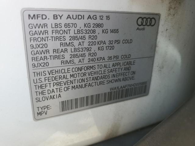 WA1LAAF7XHD005855 - 2017 AUDI Q7 PREMIUM PLUS Weiß Foto 13