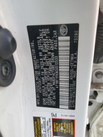 4T1BF1FK9CU512533 - 2012 TOYOTA CAMRY BASE WHITE photo 12