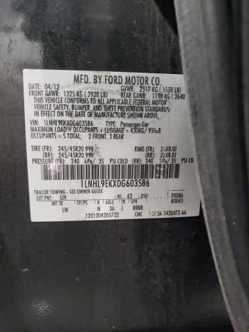 1LNHL9EKXDG603586 - 2013 LINCOLN MKS BLACK photo 12