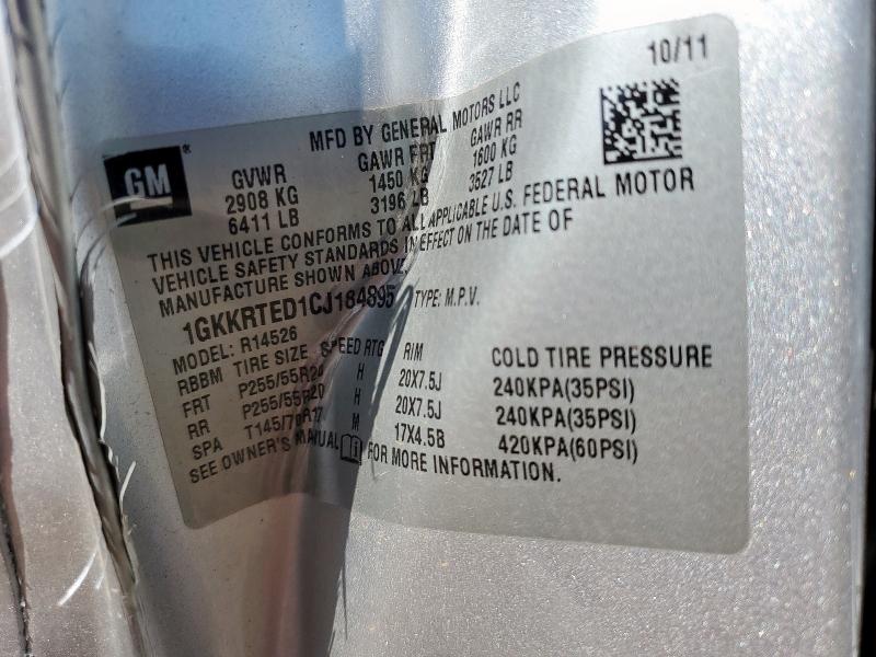 1GKKRTED1CJ184895 - 2012 GMC ACADIA DENALI SILVER photo 13