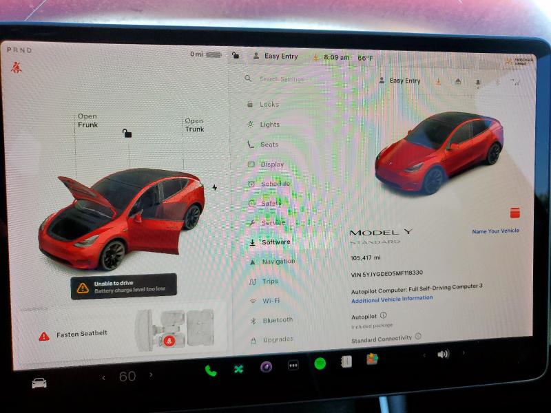 5YJYGDED5MF118330 - 2021 TESLA MODEL Y Czerwony zdjęcie 9