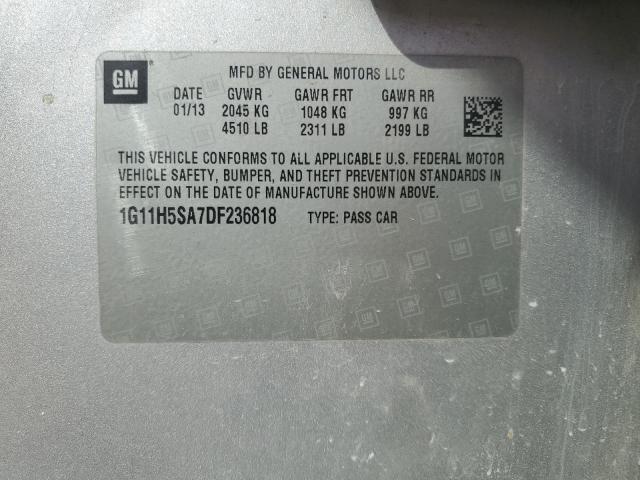 1G11H5SA7DF236818 - 2013 CHEVROLET MALIBU LTZ SILVER photo 12