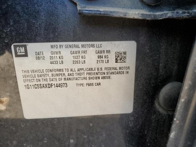 1G11C5SAXDF144973 - 2013 CHEVROLET MALIBU 1LT BLACK photo 12