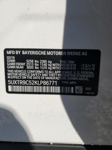 5UXTR9C52KLP86771 - 2019 BMW X3 XDRIVE30I WHITE photo 13