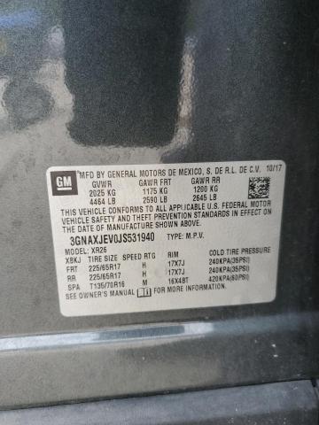 3GNAXJEV0JS531940 - 2018 CHEVROLET EQUINOX LT 灰色 照片 13