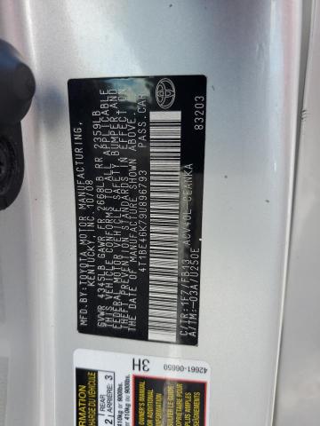 4T1BE46K79U896793 - 2009 TOYOTA CAMRY BASE 银色 照片 12