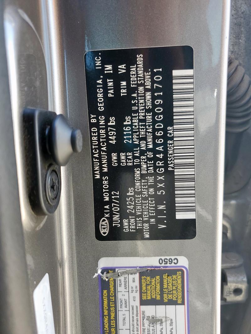 5XXGR4A66DG091701 - 2013 KIA OPTIMA SX GRAY photo 12