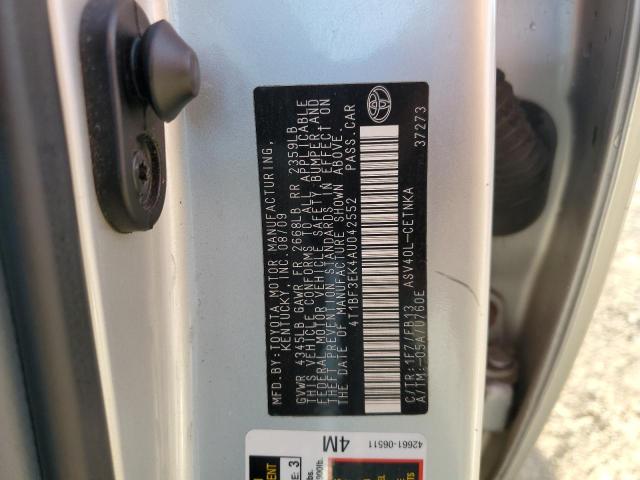 4T1BF3EK4AU042552 - 2010 TOYOTA CAMRY BASE SILVER photo 12