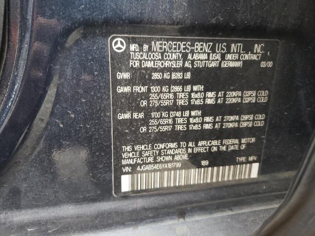 4JGAB54E6YA181799 - 2000 MERCEDES-BENZ ML 320 BLUE photo 13