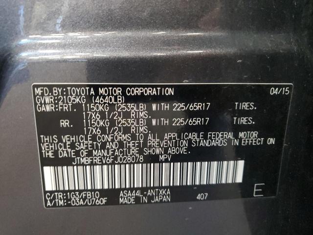 JTMBFREV6FJ028078 - 2015 TOYOTA RAV4 LE GRAY photo 13